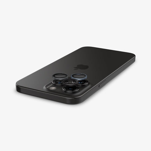 AGL07163 - iPhone 15 Pro / 15 Pro Max Optik Pro Lens Protector in natural titanium showing the device